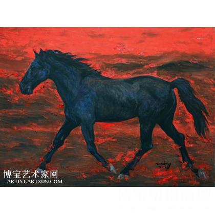 杨念东 《黑马》系列一 类别: 动物油画